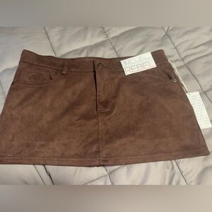 Brown Suede Mini Skirt